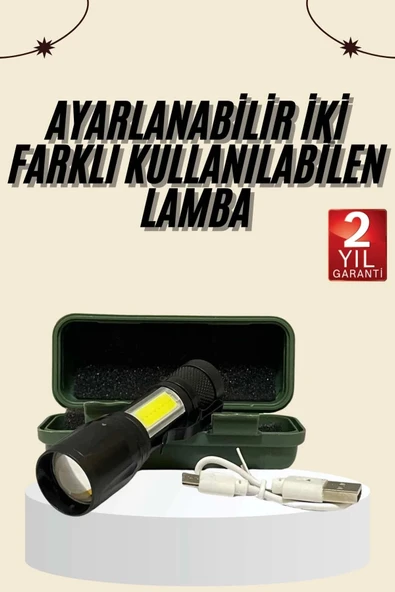 Mey İthalat® Uzun Menzilli Şarjlı El Feneri Uzun Ömürlü Led Işık Lamba ürün görseli 1