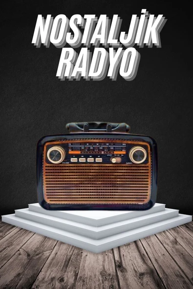 Mey İthalat® Eskitme Nostalji Tasarımlı Bluetoothlu Nostalji Radyo Ahşap Nostaljik Görünümlü ürün görseli 1