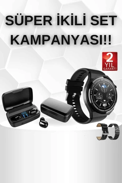 Mey İthalat® Kablosuz Bluetooth Kulaklık ve Kordon Hediyeli Akıllı Saat Nabız Ölçer Uzun Pil Ömrü ürün görseli 1