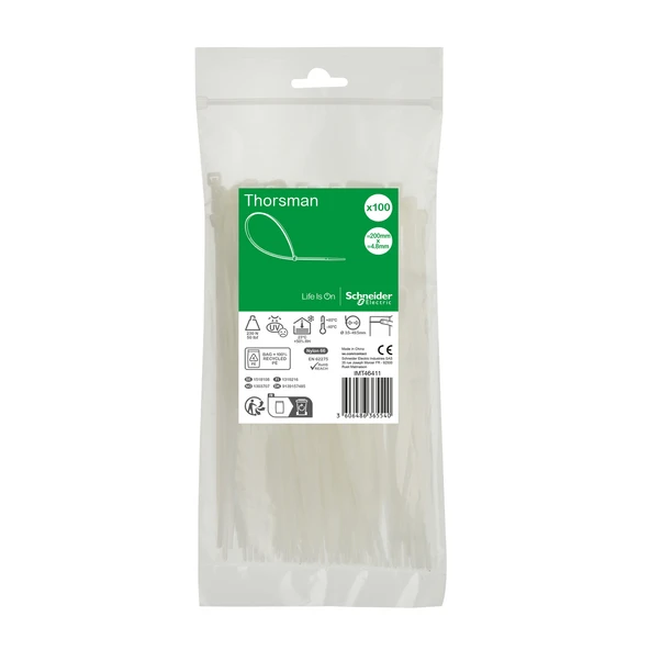 Schneider Electric IMT46411 200x4,8 Beyaz Kablo Bağı Klips 100'lü Paket ürün görseli 1