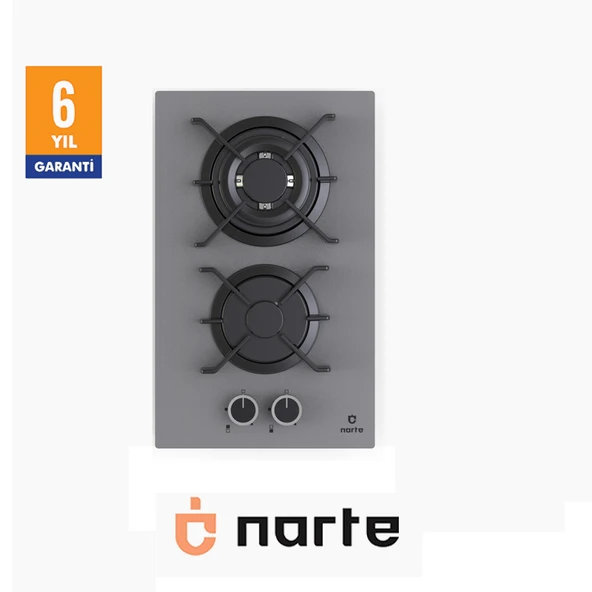 NARTE-CG20030S 30 CM DOMİNO GAZLI 1 GÖZÜ WOKLU OCAK-GRİ ürün görseli 1