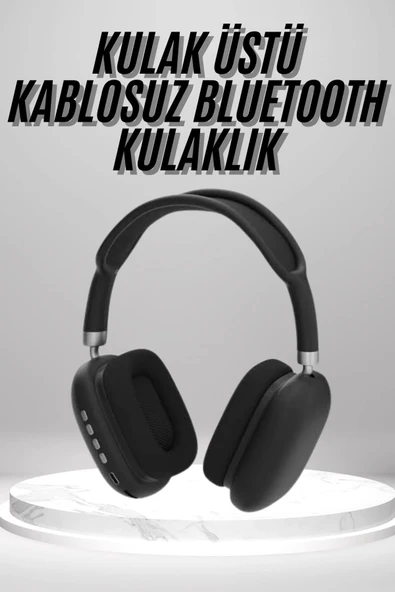 Mey İthalat® Kulak Üstü Kablosuz Bluetooth Kulaklık Yumuşak Süngerli SD Kart Girişli ürün görseli 1