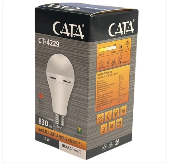 Cata CT-4229 7W Şarjlı LED Ampul (Beyaz) Cata ürün görseli 1