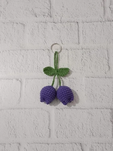 Çanta Süsü Mor Renk Lale Amigurumi Organik Anahtarlık Oyuncak ürün görseli 1