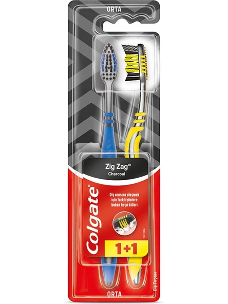 Colgate Zig Zag Charcoal 1+1 Orta Sert Diş Fırçası ürün görseli 1