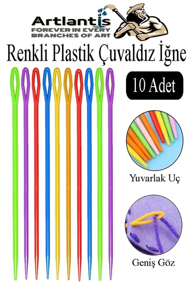 Renkli Plastik Çuvaldız Yün İğnesi 24 cm 10 Adet Plastik Dikiş İğnesi Yün Örgü Dikme İplik İğne Dokuma İğnesi ürün görseli 1