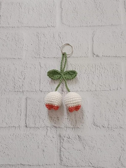Çanta Süsü Ebruli Lale Amigurumi Organik Anahtarlık Oyuncak ürün görseli 1