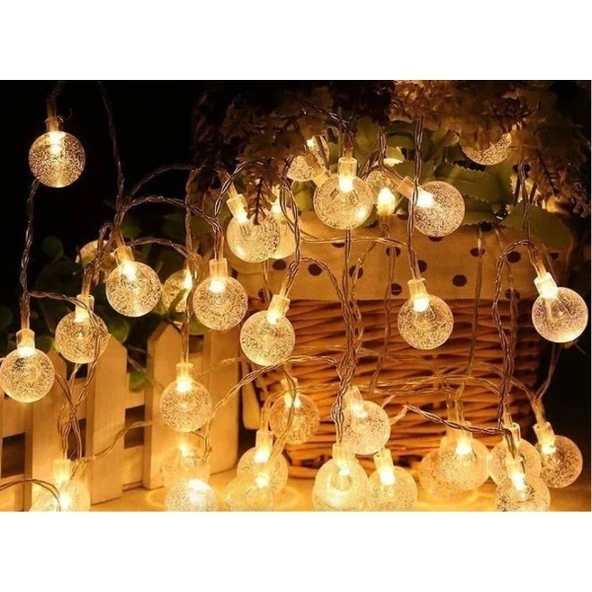 5m 28 Led Kristal Top Gün Işığı Şeffaf Kablo Fişli Eklemeli ürün görseli 1