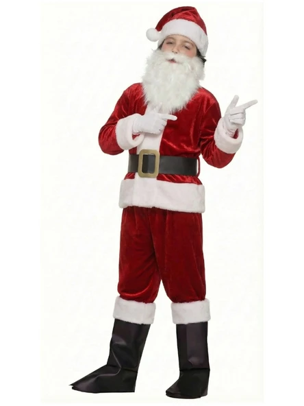 Kadife Kumaş Lüks Noel Baba Kostümü ürün görseli 1