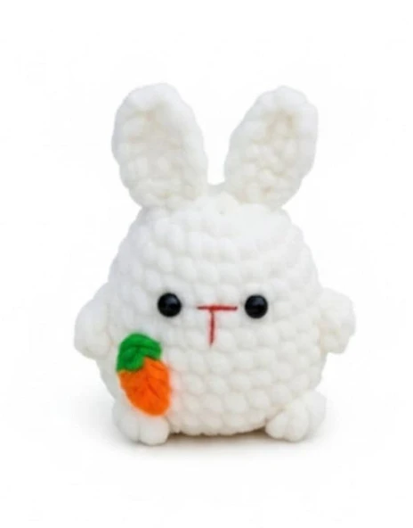 Beyaz Puf Tavşan Amigurumi Organik Oyuncak ürün görseli 1