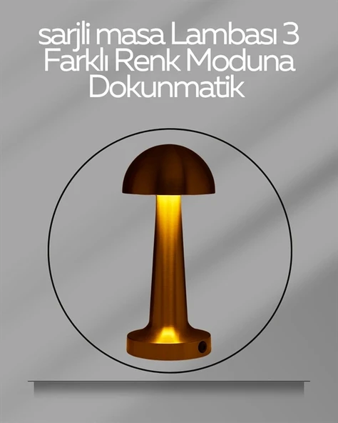 Mey İthalat® USB Şarjlı Dokunmatik LED Masa Lambası – 3 Renk Modu & Dimmer ürün görseli 1