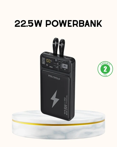 Mey İthalat® Powerbank Hızlı Şarj 10000 mAh Dahili Kablo ürün görseli 1