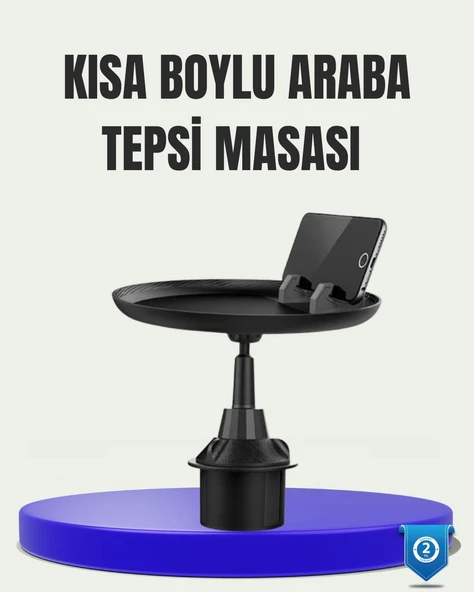 Mey İthalat® 360° Döner Araç Bardaklık Tepsisi Geniş Yemek Alanlı Telefon Standlı ürün görseli 1