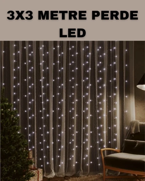Mey İthalat® 3x3 LED Şelale Perde Işık Kutlama ve Dekor Aydınlatması ürün görseli 1