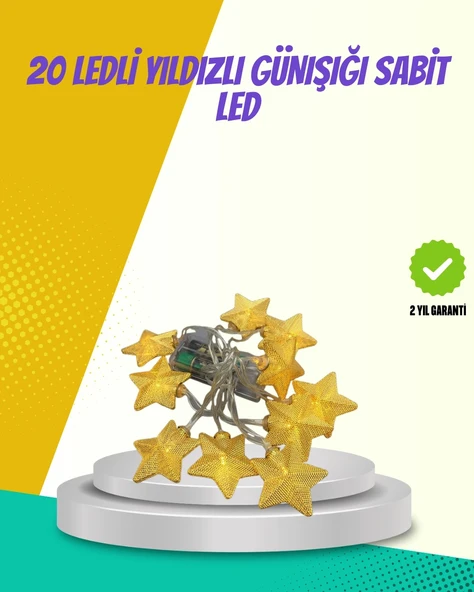 Mey İthalat® Dekoratif Yıldız Led Aydınlatma 20 Ledli 5 Metre Günışığı ürün görseli 1