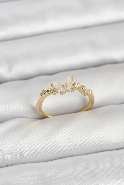 Mey İthalat® Kelebek Model Gold Renk Pirinç Kadın Yüzük ürün görseli 1