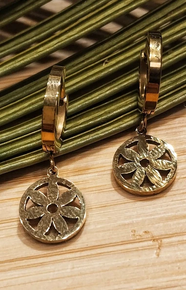 Monalisa Home  Çelik Taşlı Gold Renk Küpe ürün görseli 1