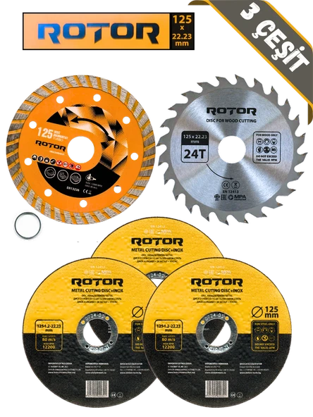 5'lı Disk seti 125x22,23 Metal+Seramik+Ahşap 5 parça ürün görseli 1