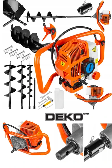 DK62C3 3Başlıklı Süper Fidan Dikme Toprak Delme Seti 63cc 10x25x20cm Burgu Çaplı Toprak Burgu Makine ürün görseli 1