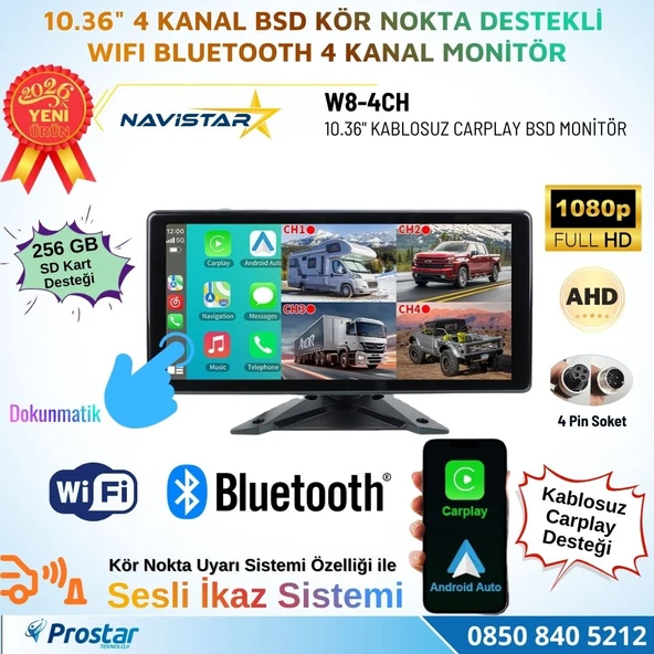 10.36 inç Dokunmatik Monitör Kablosuz Carplay Wifi Bluetooth FM Transmitter 256 GB Destekli Tak Kullan ürün görseli 1