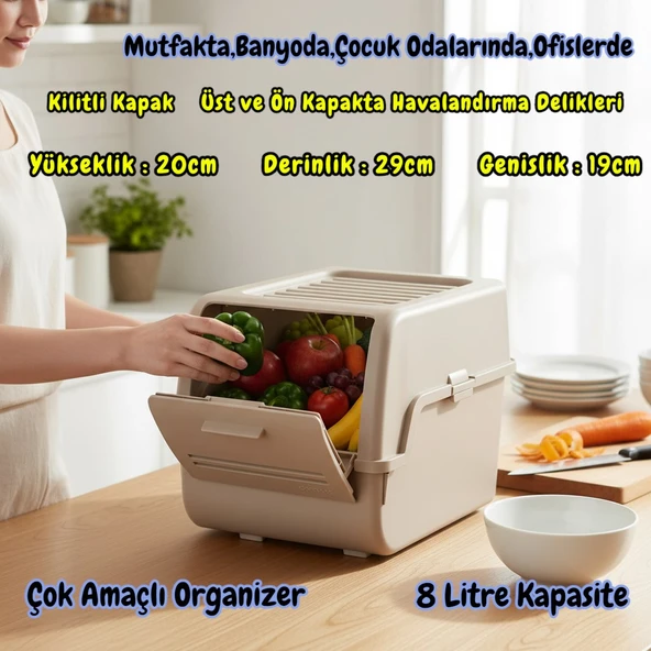 Technow Motek MT-40 S-Box 8 Litre Çok Amaçlı Organizer Düzenleyici Bej 1 Adet ürün görseli 1