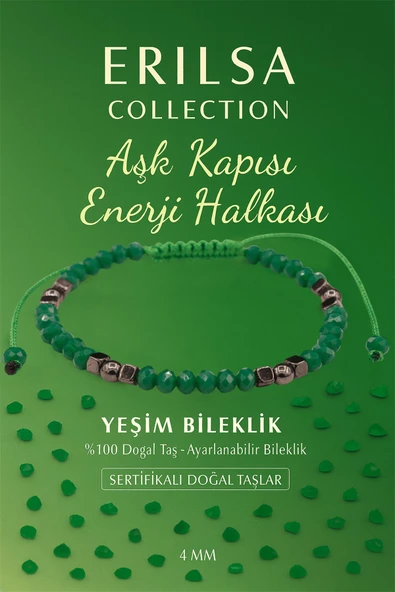 Sertifikalı Aşk Kapısı Enerji Aktivasyonu Bilekliği – Yeşim ve Terahertz Doğal Taş 4 mm ürün görseli 1