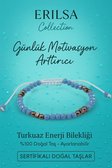Sertifikalı Günlük Motivasyon Artırıcı Enerji Bilekliği – Turkuaz ve Terahertz Doğal Taş 4 mm ürün görseli 1