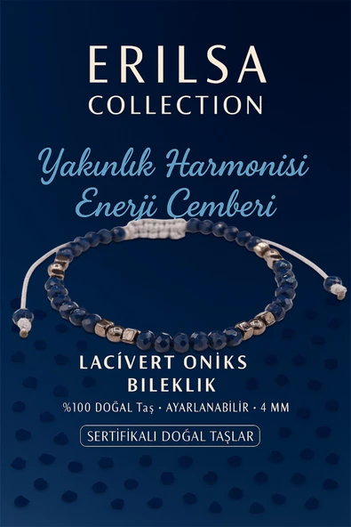 Sertifikalı Yakınlık Harmoni Enerji Aktivasyonu Bilekliği – Lacivert Oniks ve Terahertz Doğal Taş ürün görseli 1