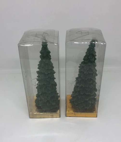LEBRON Yılbaşı Temalı Çam Ağacı Dekoratif Mum 14 cm 2'Li  Set ürün görseli 1