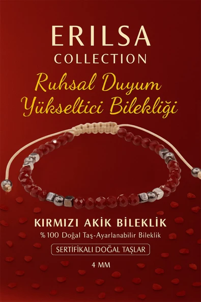 Sertifikalı Ruhsal Duyum Yükseltici Enerji Bilekliği – Kırmızı Akik ve Terahertz Doğal Taş 4 mm ürün görseli 1