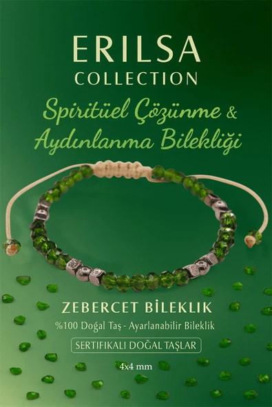Sertifikalı Spiritüel Çözünme ve Aydınlanma Bilekliği – Zebercet Peridot ve Terahertz Doğal Taş 4x4 ürün görseli 1