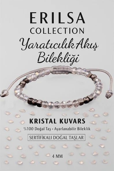 Sertifikalı Yaratıcılık Akış Enerji Bilekliği - Kristal Kuvars ve Terahertz Doğal Taş 4 mm ürün görseli 1