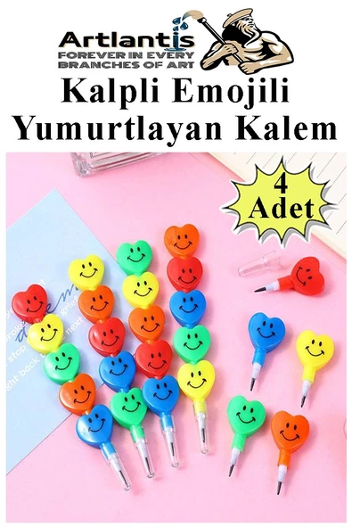 Kalpli Emoji Yumurtlayan Kurşun Kalem 4 Adet Eğlenceli Hediyelik Kurşun Kalem Gülen Yüzlü Kurşun Kalem Karne Hediyesi ürün görseli 1
