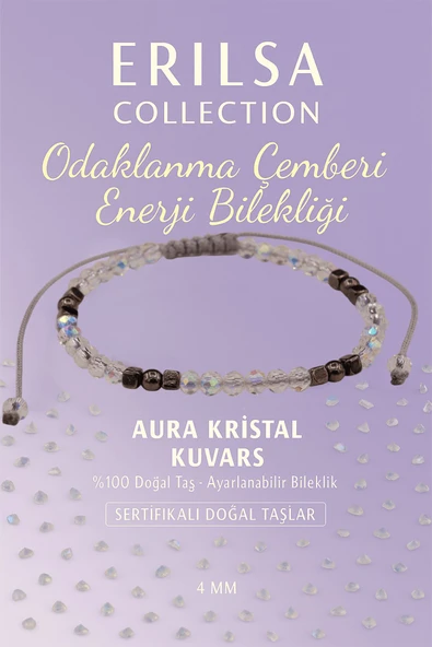 Sertifikalı Odaklanma Enerji Bilekliği - Aura Kristal Kuvars ve Terahertz Doğal Taş 4 mm ürün görseli 1