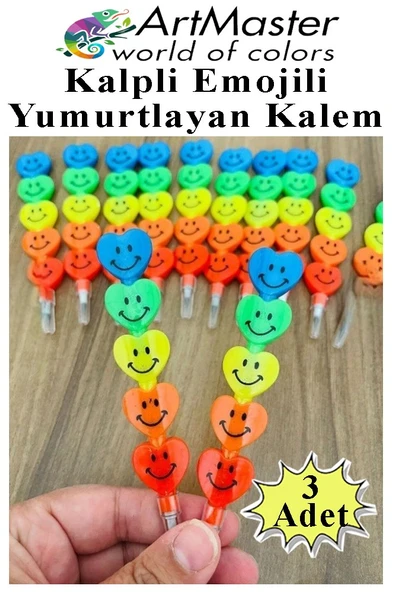 Kalpli Emoji Yumurtlayan Kurşun Kalem 3 Adet Eğlenceli Hediyelik Kurşun Kalem Gülen Yüzlü Kurşun Kalem Karne Hediyesi ürün görseli 1
