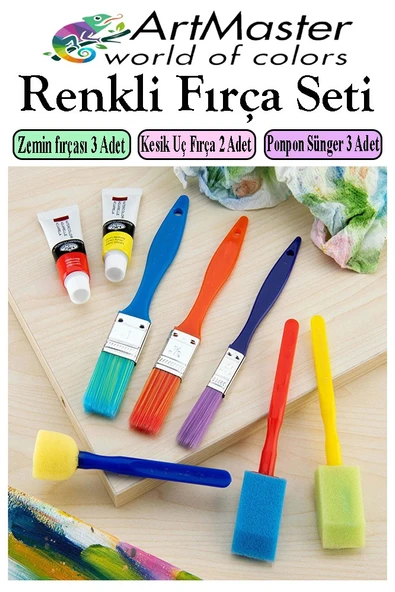 Fırça Seti 6 Lı Plastik Sap Resim Fırçası 1 Paket Suluboya Akrilik Boya Guaj Boya Yağlı Boya Fırca Seti ürün görseli 1