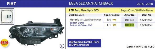 FAR FIAT EGEA MOTORLU SOL 2016-2020 ürün görseli 1