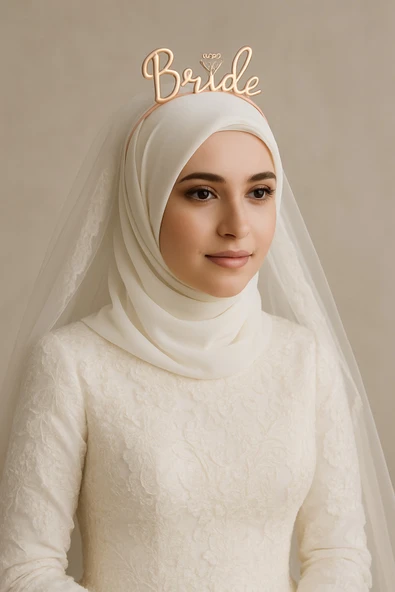 Bride Yazılı Metal Taç Düğün Gelin Başı Tacı Parti Tacı ürün görseli 1