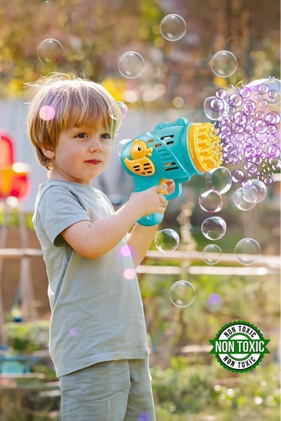 Duck Çok Delikli Pilli Köpük Atan Tabanca Oyuncağı 23 Delikli Bubble Gun ürün görseli 1