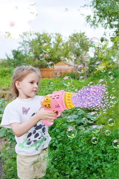 Duck Çok Delikli Pilli Köpük Atan Tabanca Oyuncağı 23 Delikli Bubble Gun ürün görseli 1