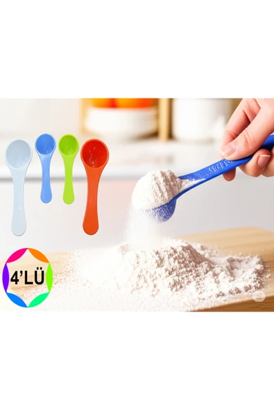 4'LÜ MİNİ RENKLİ PLASTİK 2 ADET 28 ML 2 ADET 15 ML ÖLÇÜ KAŞIĞI ürün görseli 1