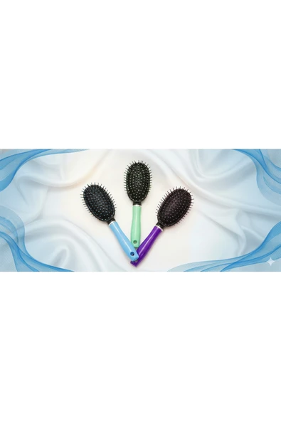 HAIR BRUSH RENKLİ PLASTİK SAPLI SAÇ VE FÖN FIRÇASI TARAK 1 ADET ürün görseli 1