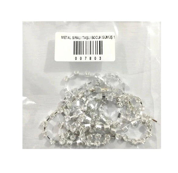 Metal Sıralı Taşlı Bocuk Gümüş 1 M - 3 paket ürün görseli 1