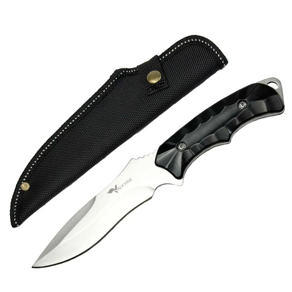 Valkyrie 26 cm Büyük Boy Çelik Sabit Bıçak – Outdoor Kamp Av Bıçağı + Kılıf Ergonomik Paslanmaz Çelik Gümüş ürün görseli 1