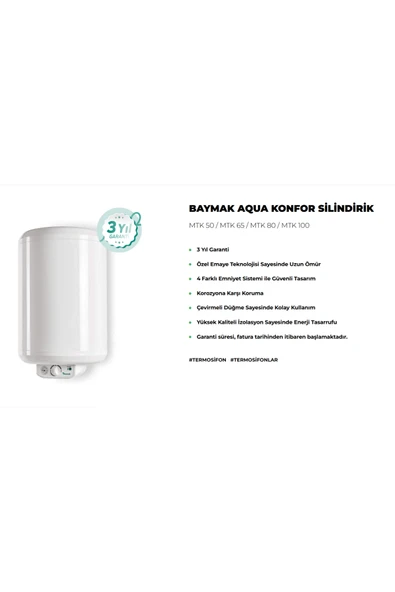 Baymak Aqua Konfor Termosifon 65 Lt (MONTAJ HARİÇ) ürün görseli 1