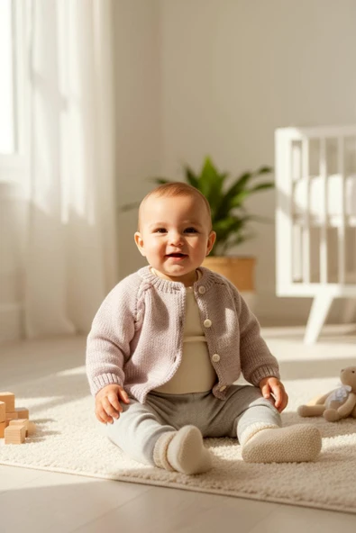 1-2 Yaş Örgü Unisex Bebek Hırkası ürün görseli 1