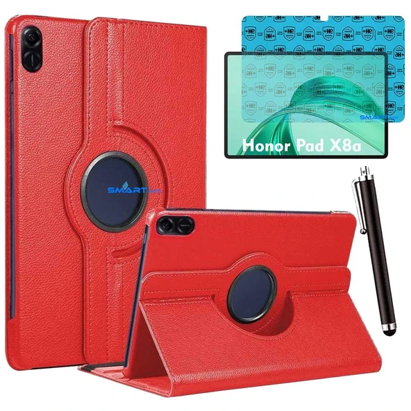 Honor Pad X8A Uyumlu 11 inç Tablet Kılıfı Ekran Koruyucu ve Kalem Set Kırmızı ürün görseli 1
