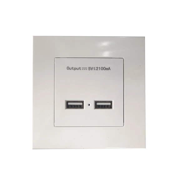 USB Priz duvar tipi kasalı usb priz sıva üstü 5v 2A Çift usb'li priz ürün görseli 1