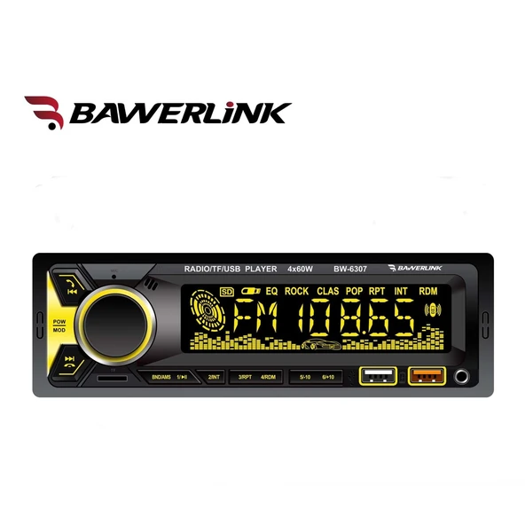 Bawerlink BW6307 Bluetooth Oto Teyp | Çift USB Girişli | 4x60W Amfi Çıkışlı | SD/USB/AUX Destekli Araba Teybi Radyo ürün görseli 1