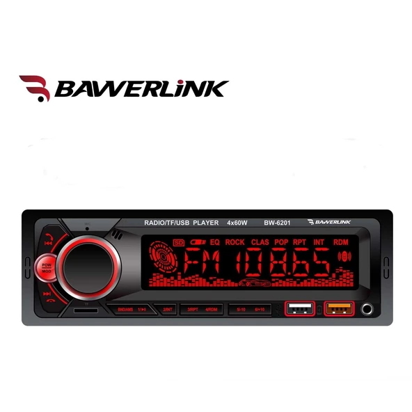 Bawerlink BW6201 Bluetooth Oto Teyp | Çift USB Girişli | 4x60W Amfi Çıkışlı | SD/USB/AUX Destekli Araba Teybi Radyo ürün görseli 1